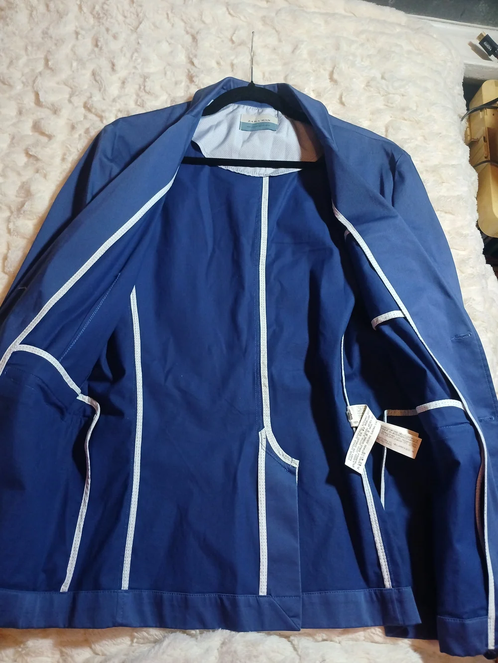Zara Man Casual Cotton Blazer Royal Blue Size Large
